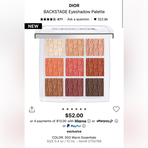 NWT- Dior BackStage- Eye Palette- Ultra Pigmented- 003 Warm Essentials - Picture 2 of 12